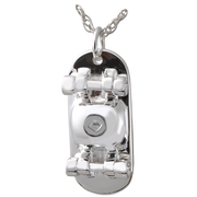 Silver Skateboard Cremation Jewelry Pendant for Cremains